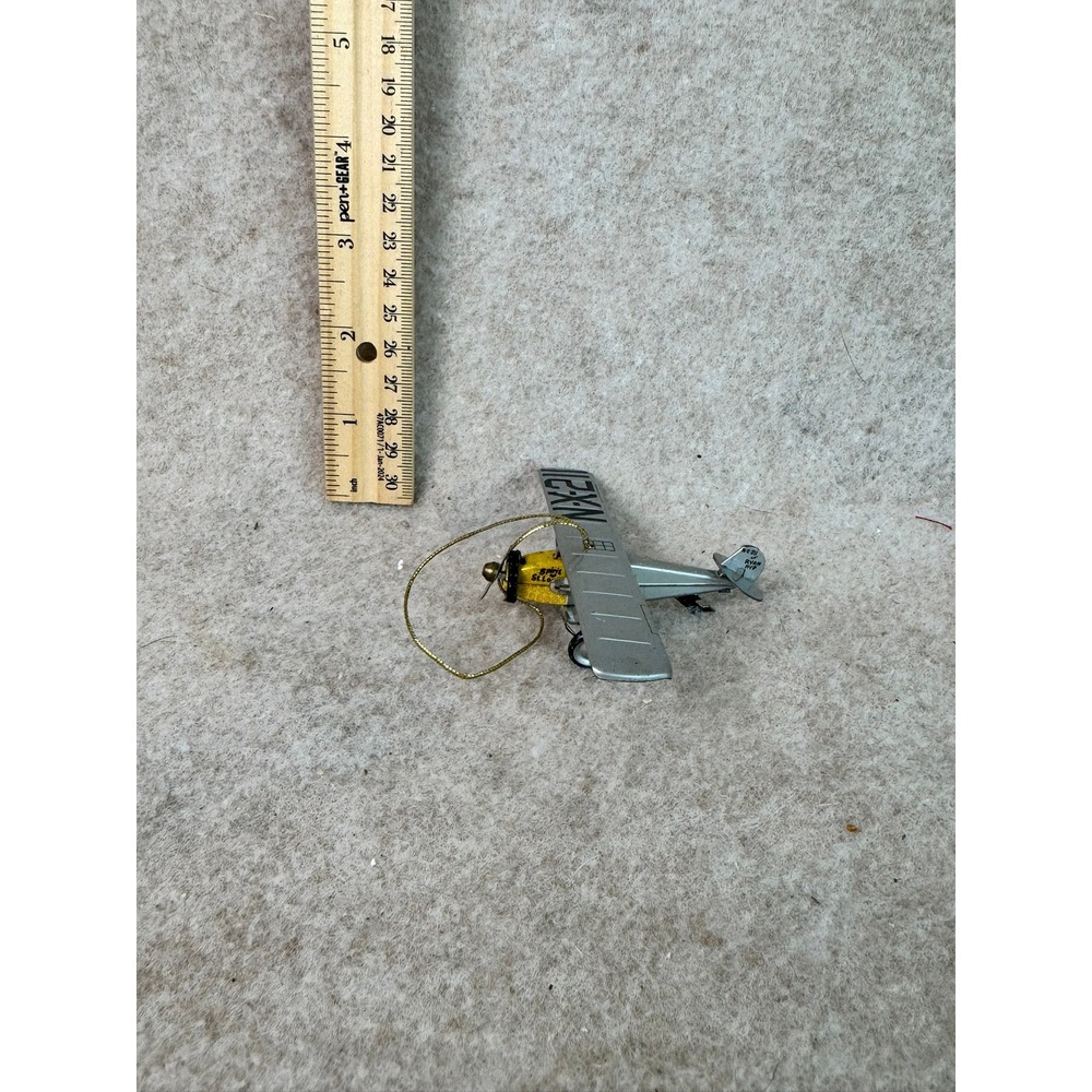 1998 Schylling Diecast Biplane Ornament‎ N-X211 Yellow Propeller